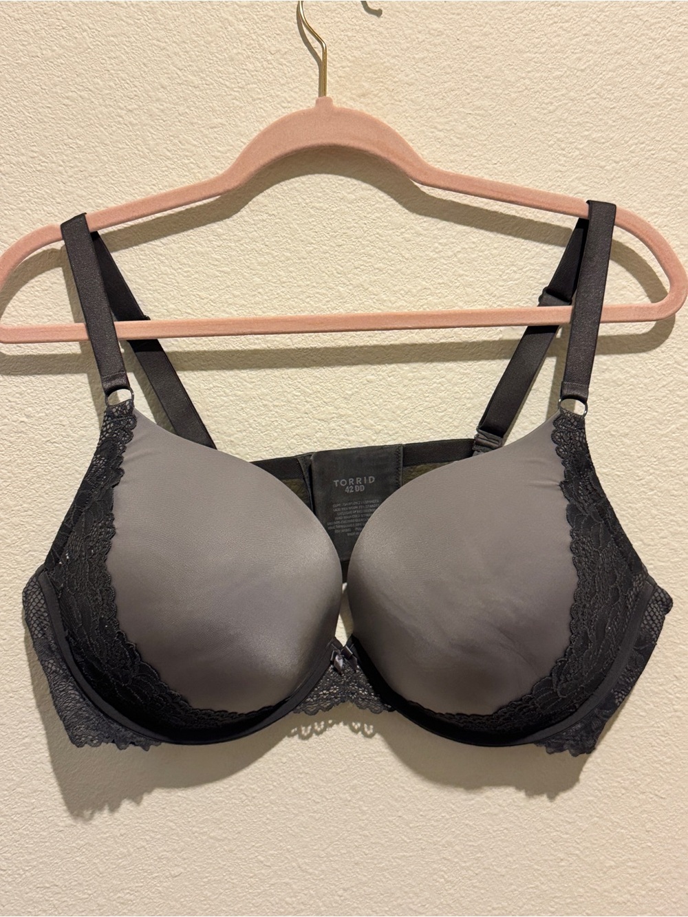 torrid Gray Lace-Trim Molded Underwire Bra